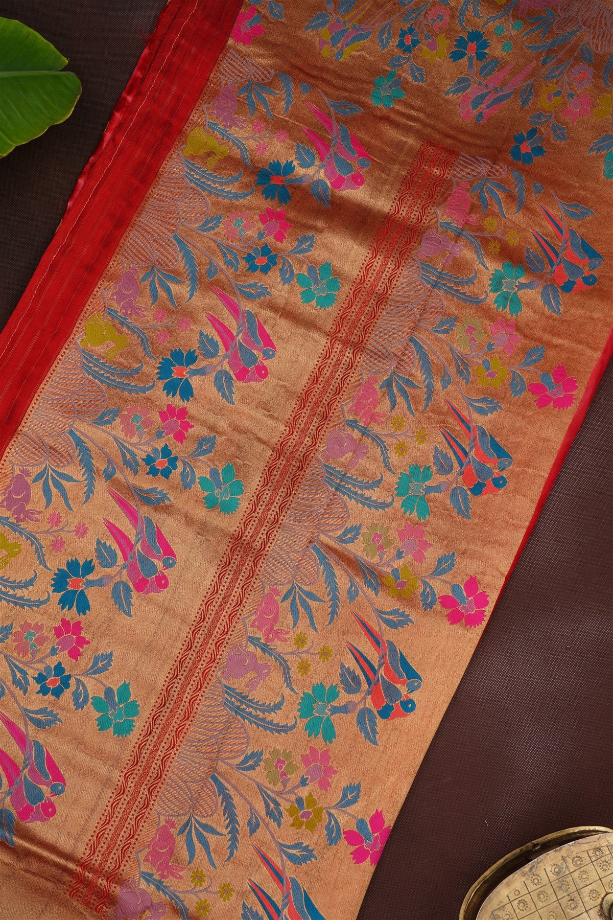 Banarasi Mashru Maroon Shibori Print Saree