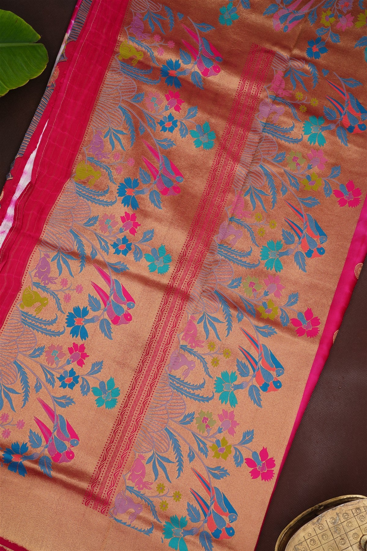 Banarasi Mashru Pink Shibori Print Saree