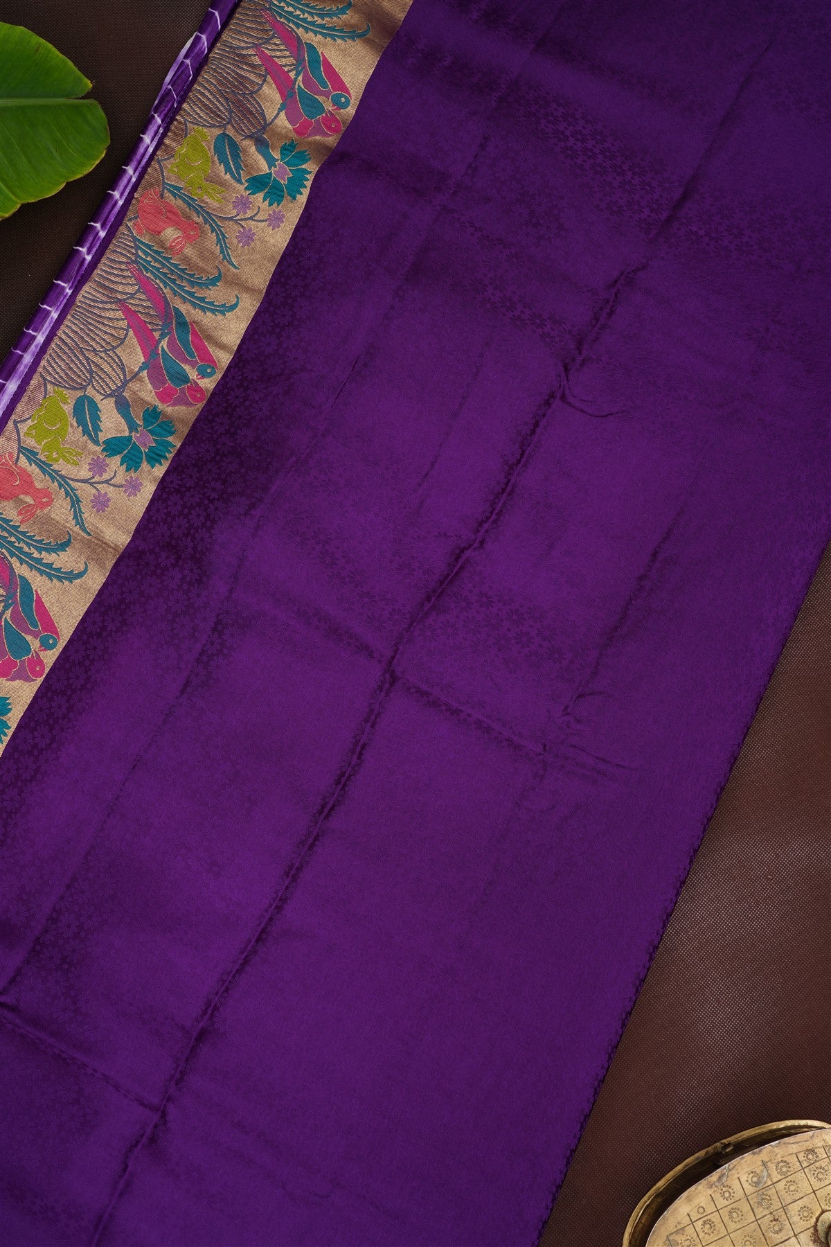 Banarasi Mashru Violet Shibori Print Saree