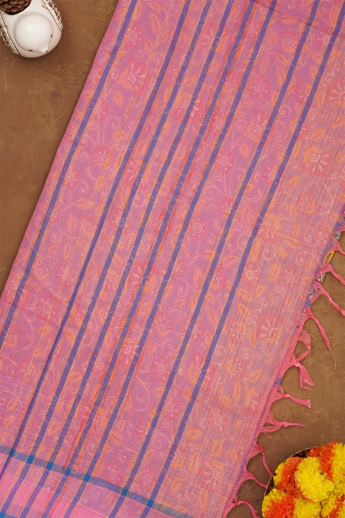 Handloom Cotton Coral Saree