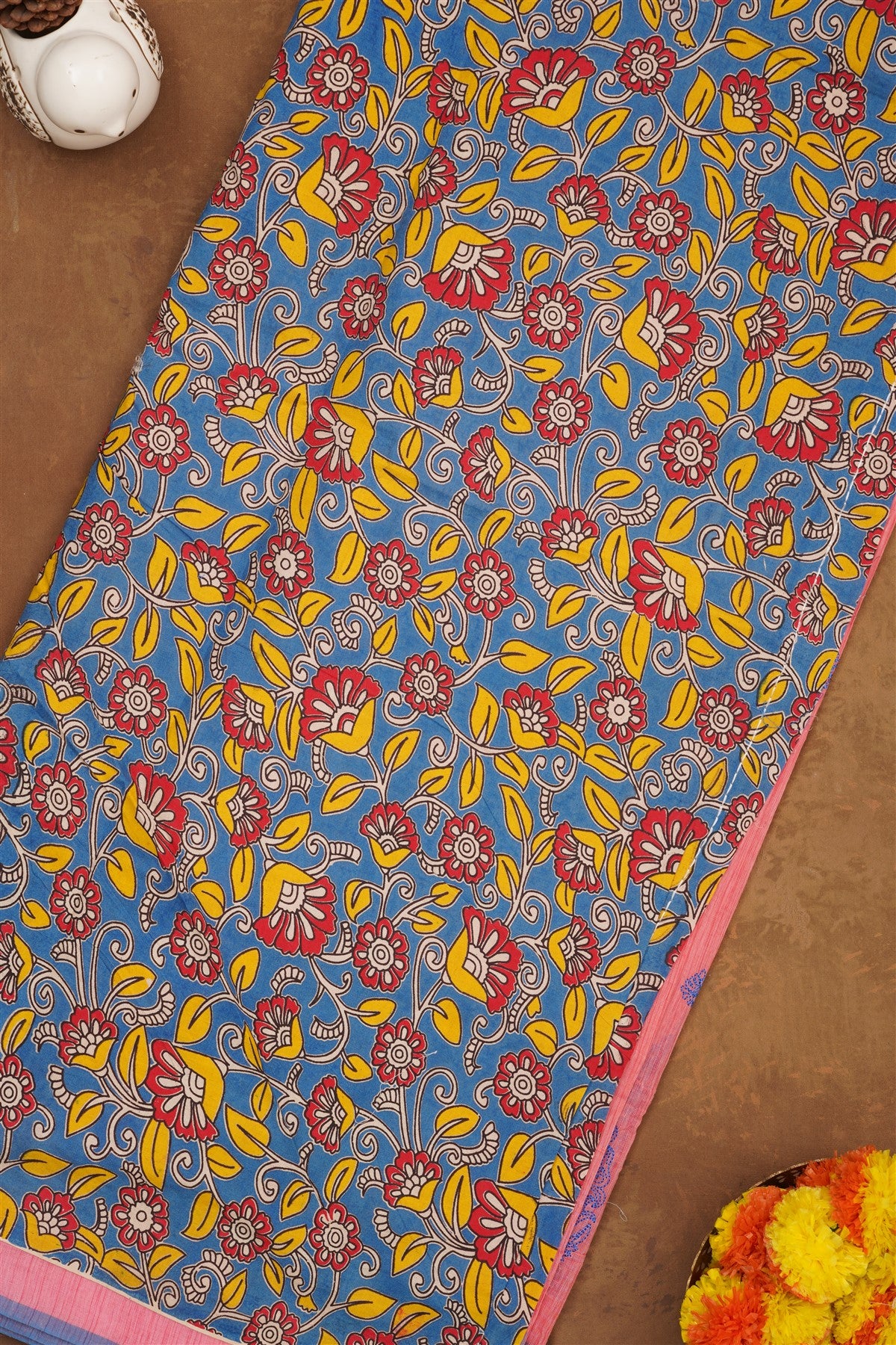 Handloom Cotton Coral Saree