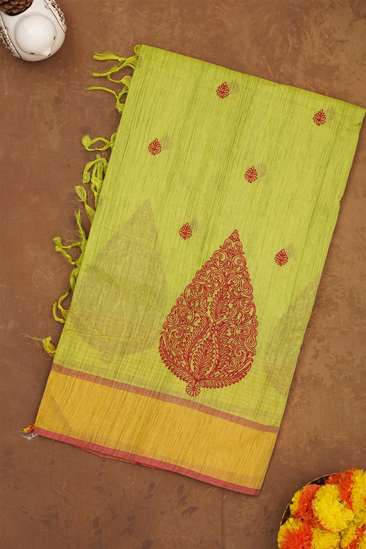 Handloom Cotton Light Green Saree