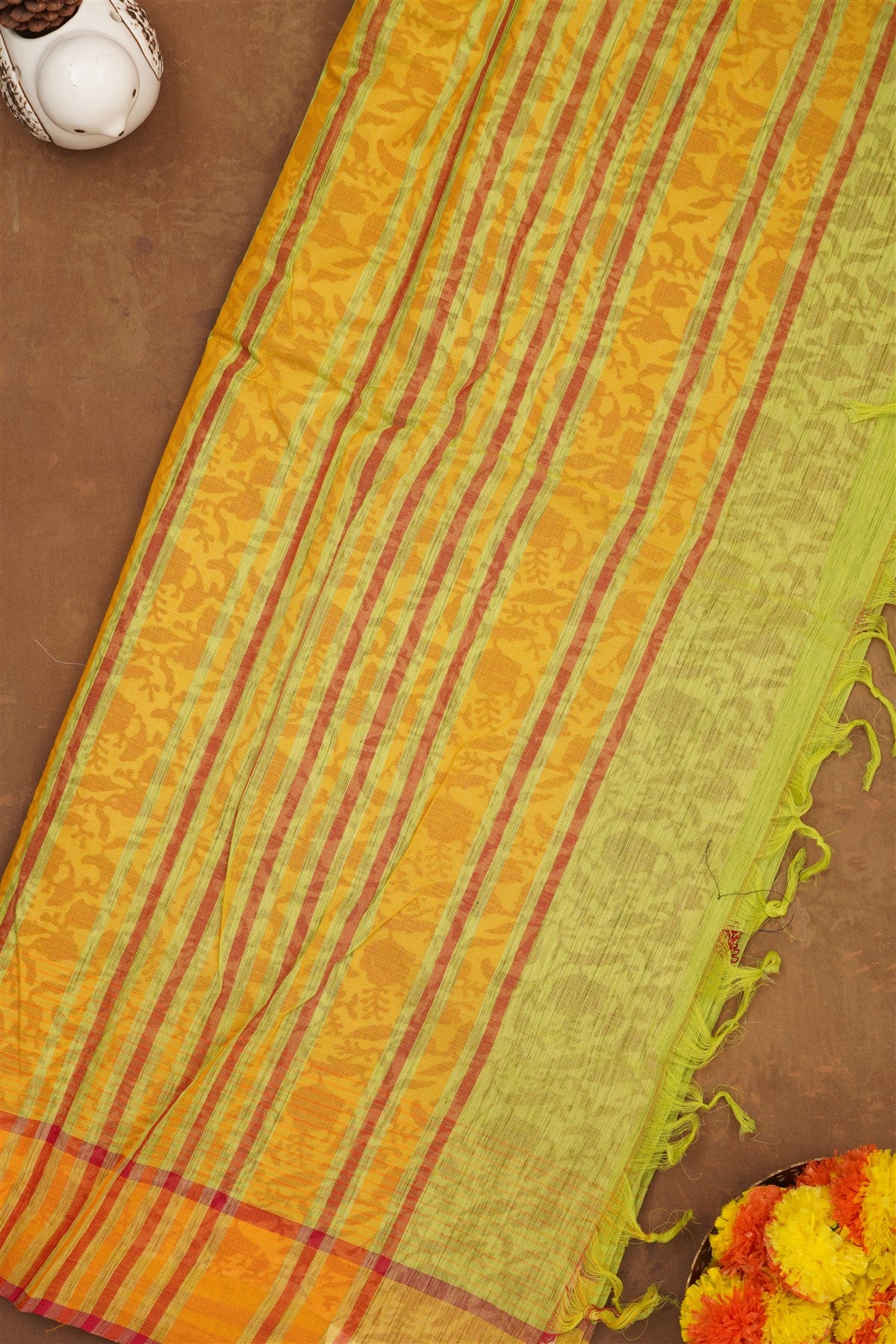 Handloom Cotton Light Green Saree