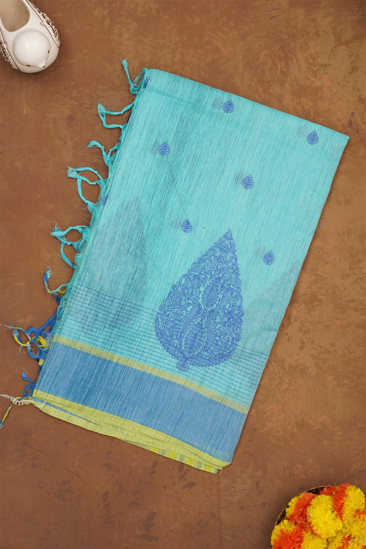 Handloom Cotton Sea Green Saree