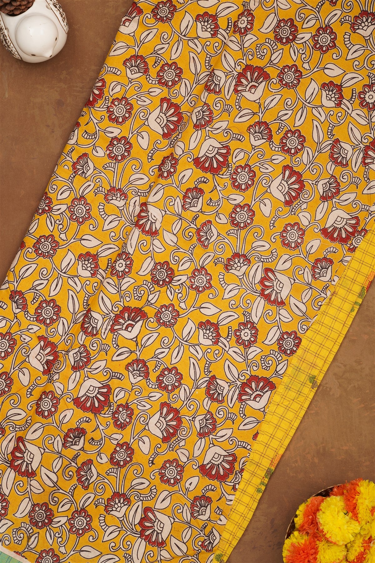 Handloom Cotton Yellow Saree