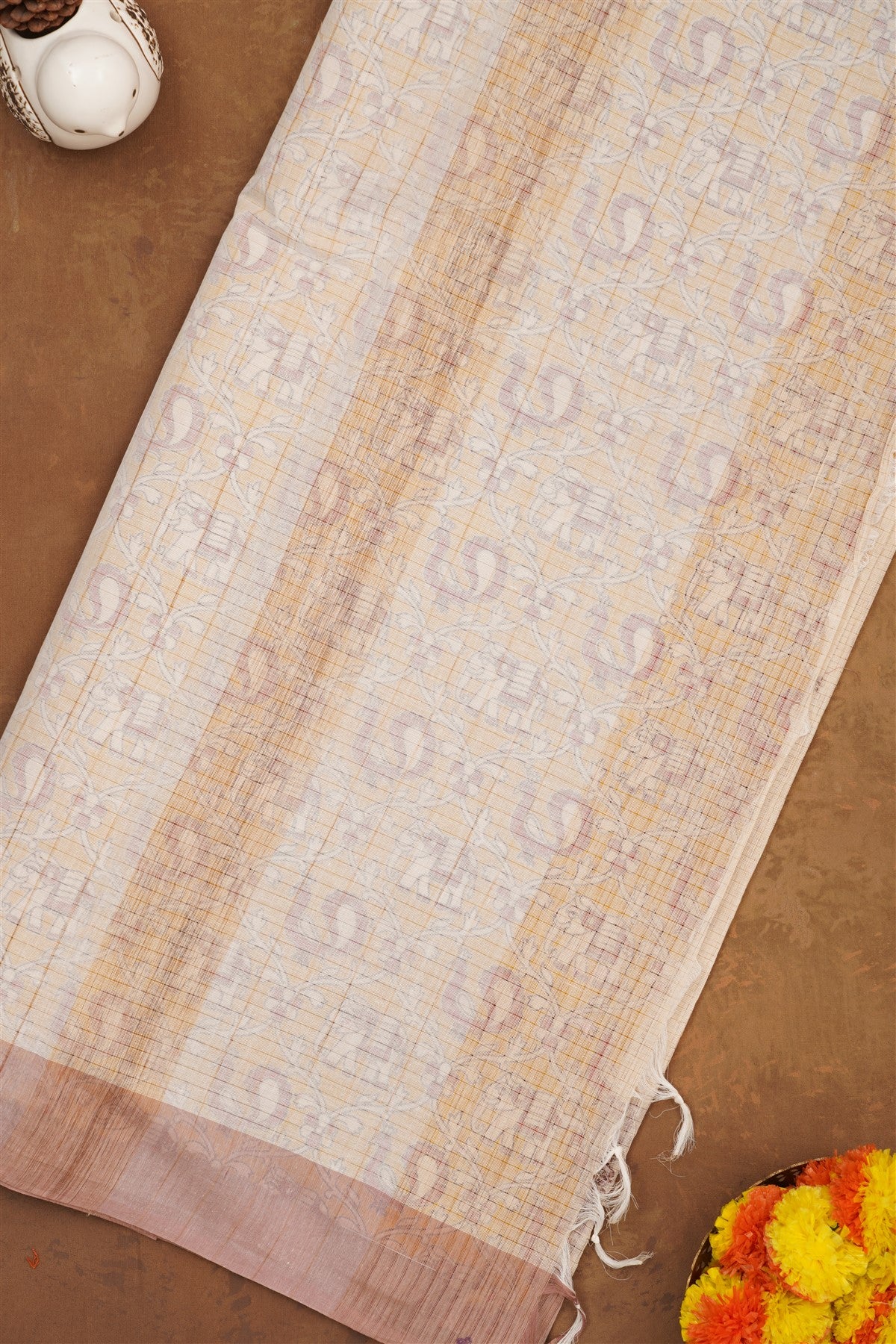 Handloom Cotton Cream Saree