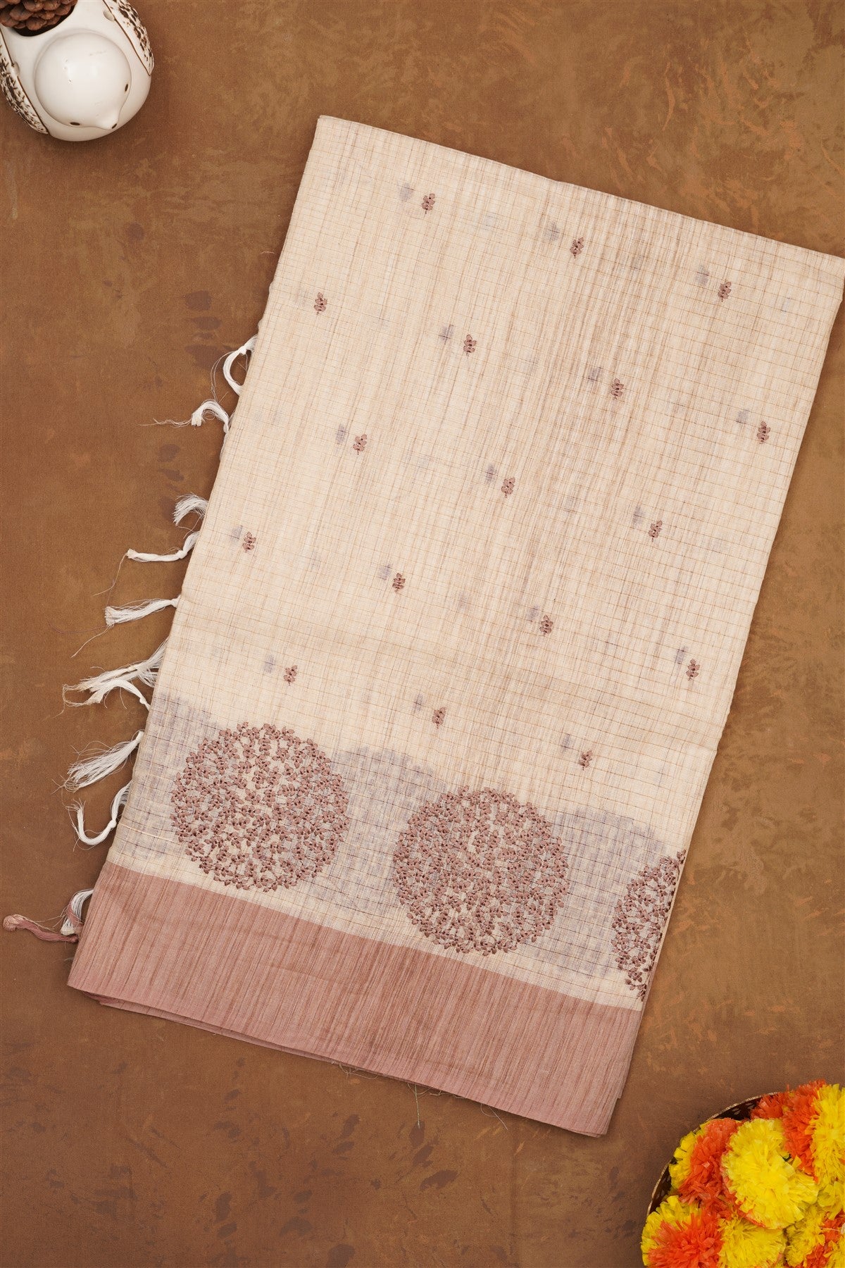 Handloom Cotton Cream Saree