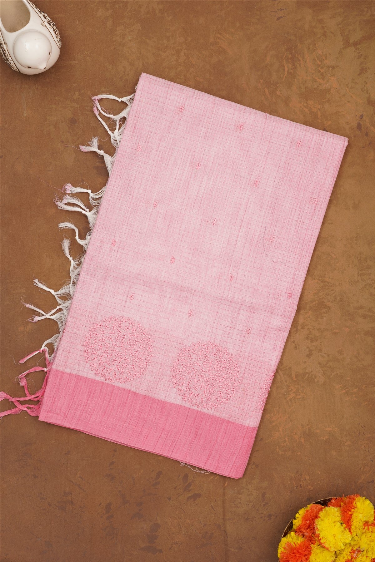 Handloom Cotton Light Pink Saree