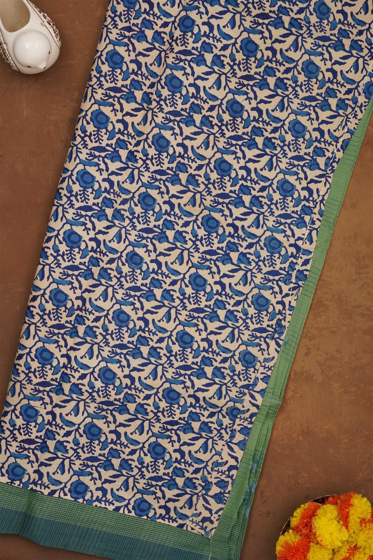 Handloom Cotton Dark Green Saree