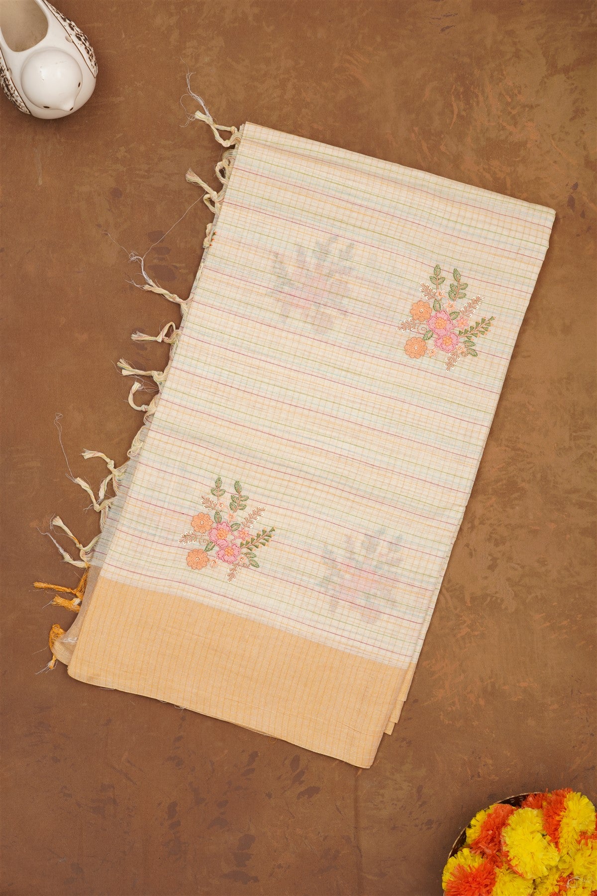 Handloom Cotton Cream Saree