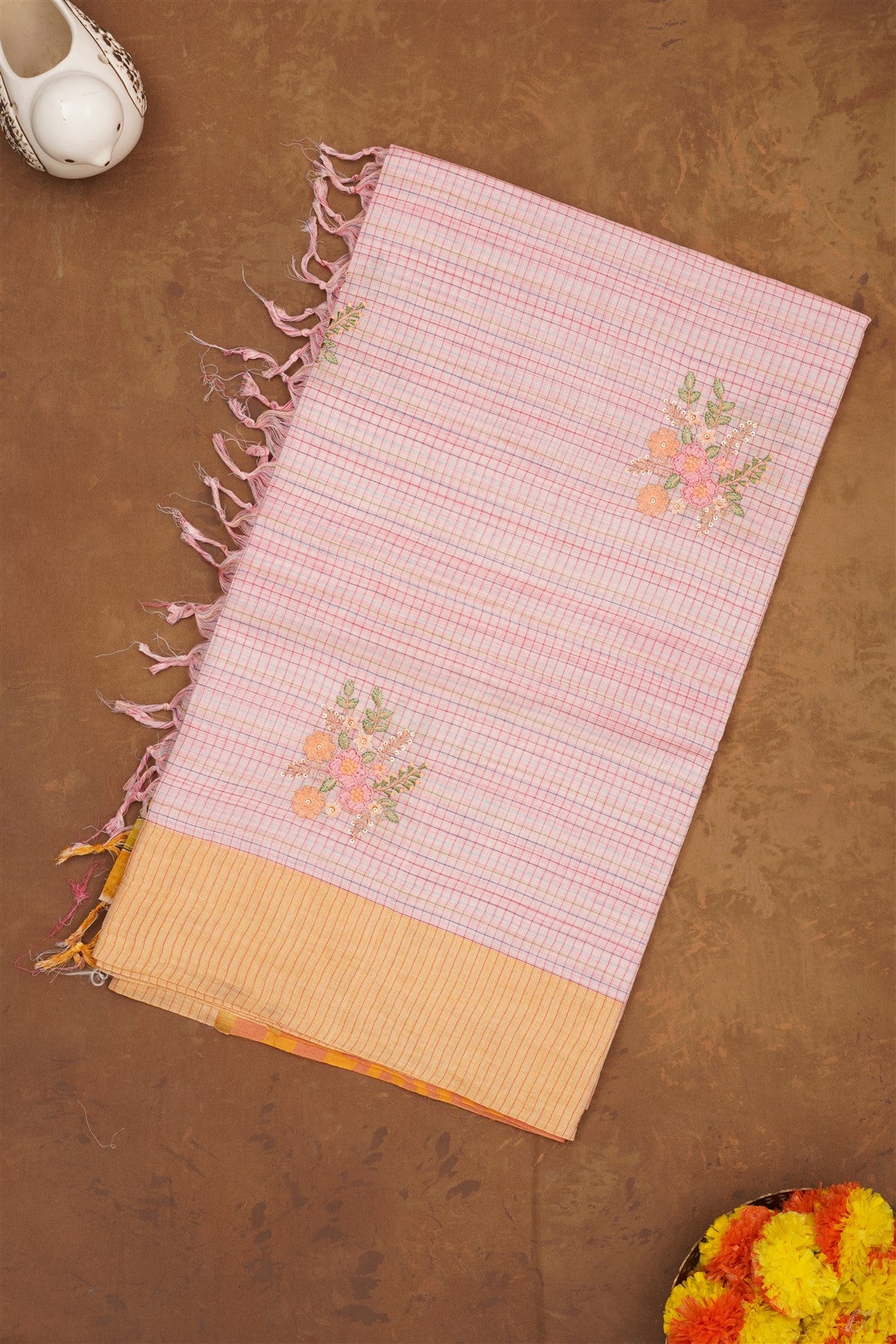 Handloom Cotton Peach Saree
