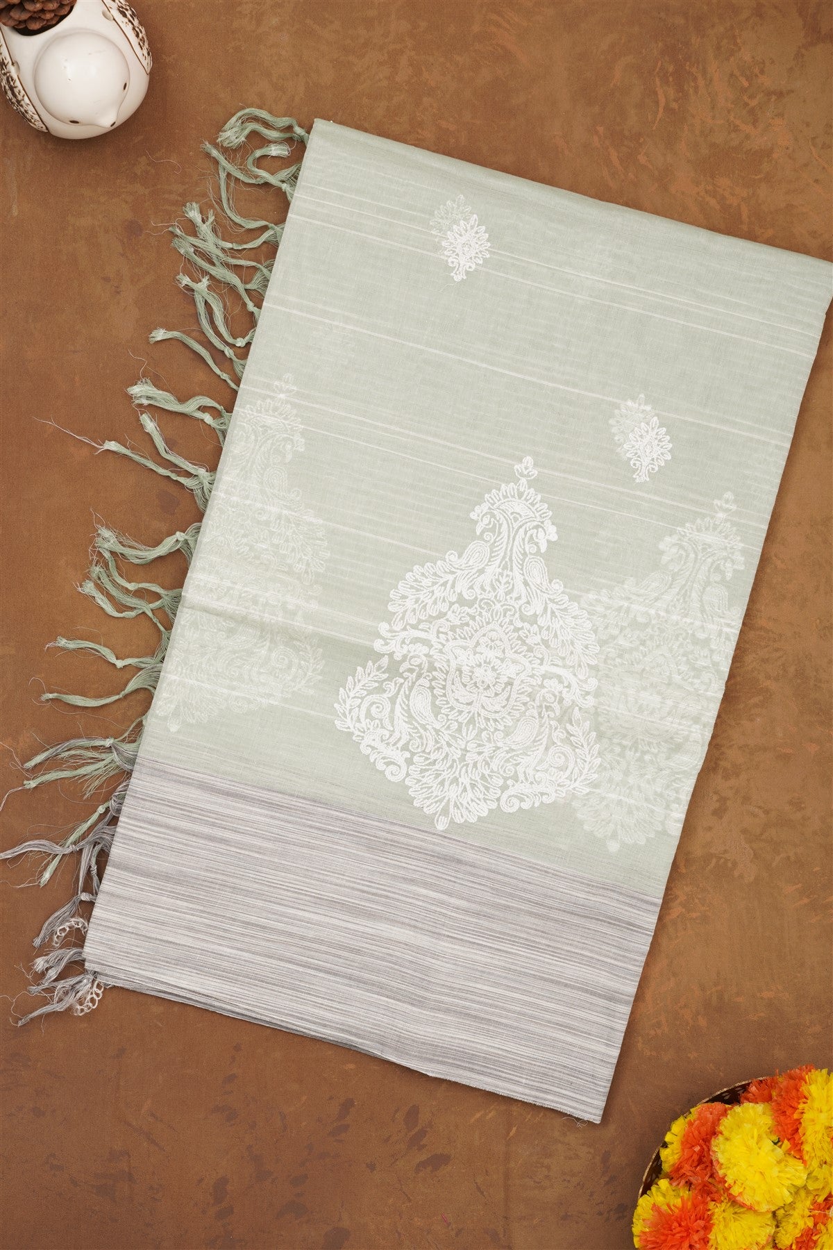 Handloom Cotton Light Green Saree