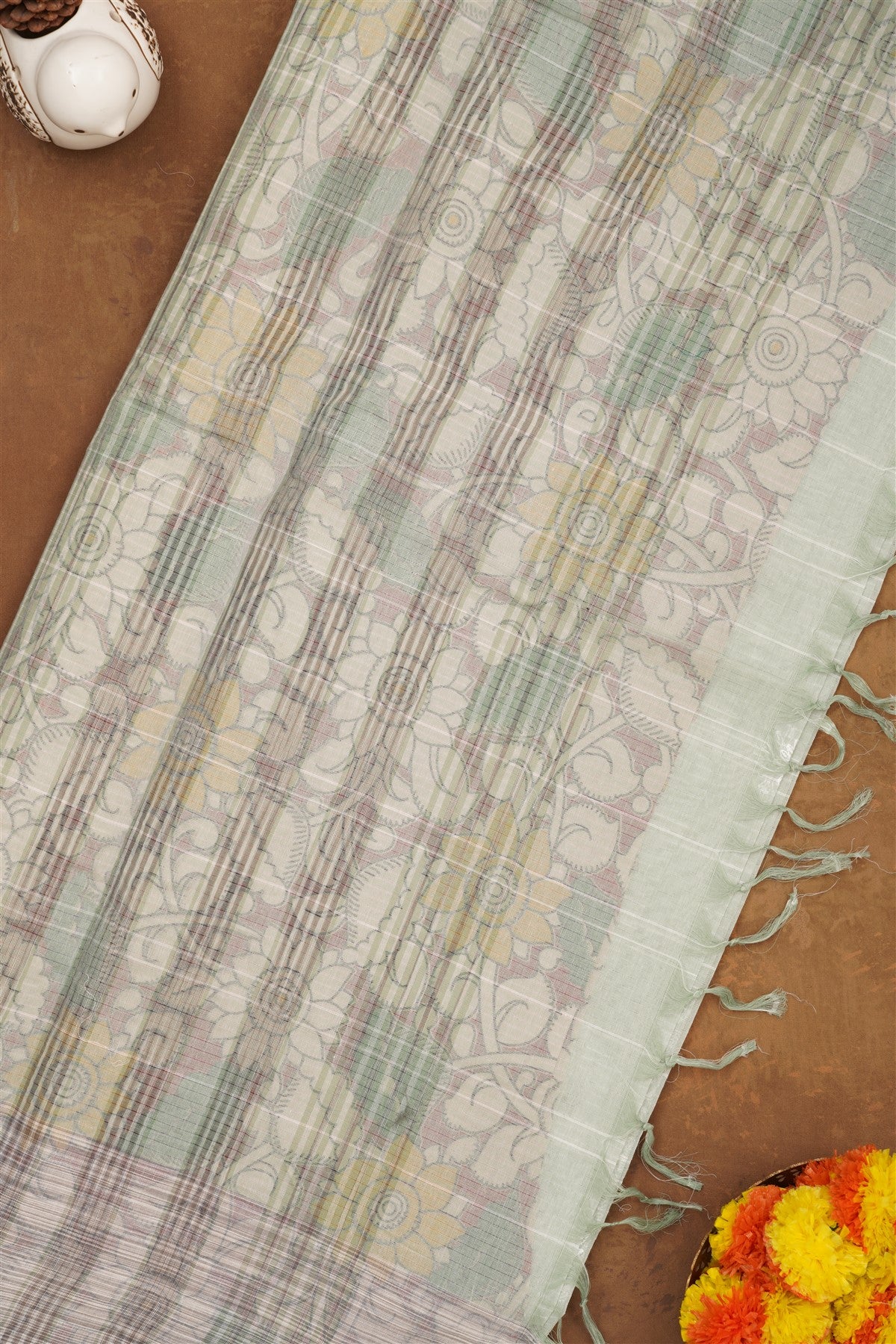 Handloom Cotton Light Green Saree