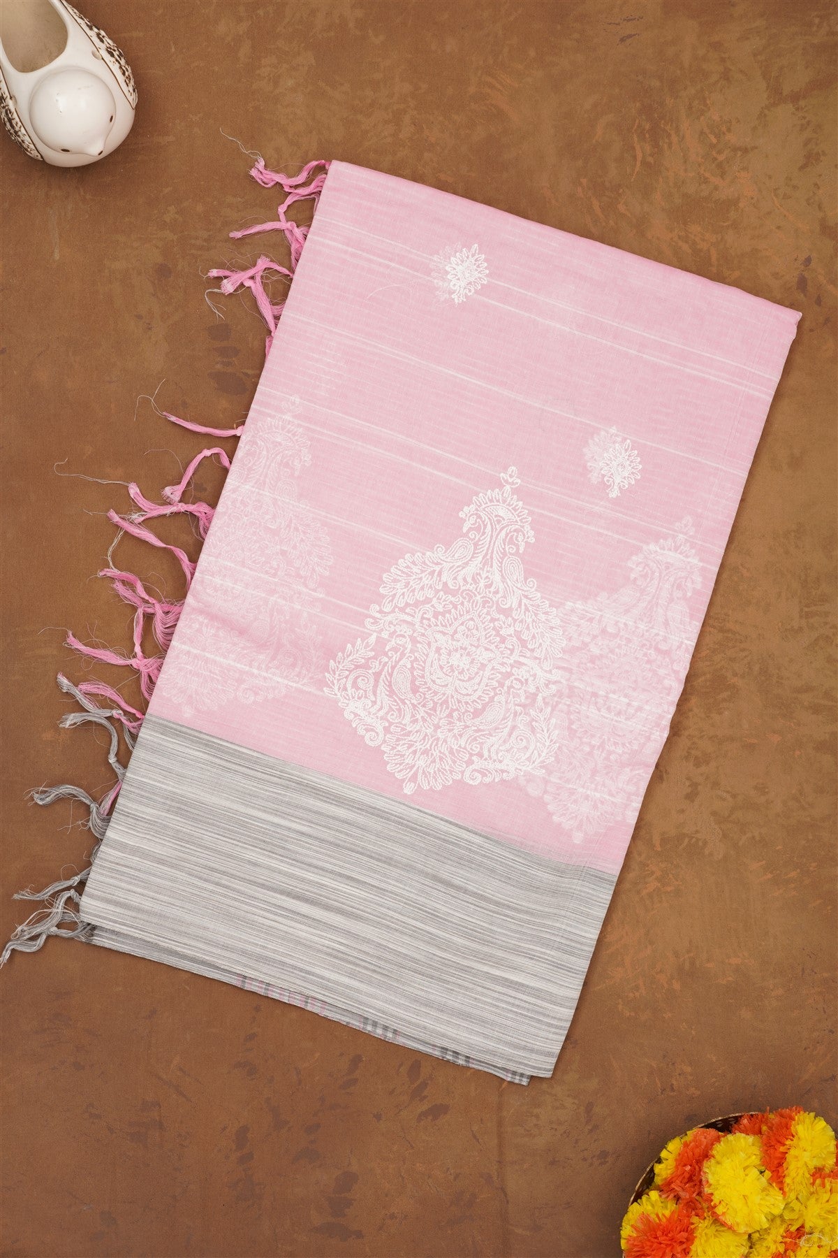 Handloom Cotton Light Pink Saree