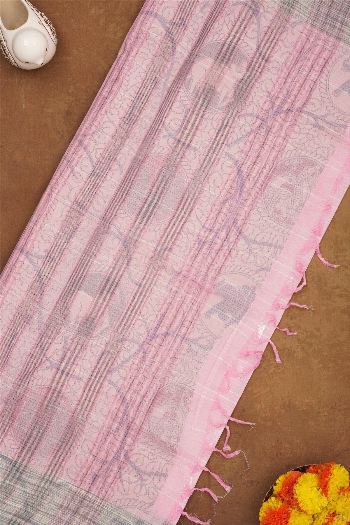 Handloom Cotton Light Pink Saree