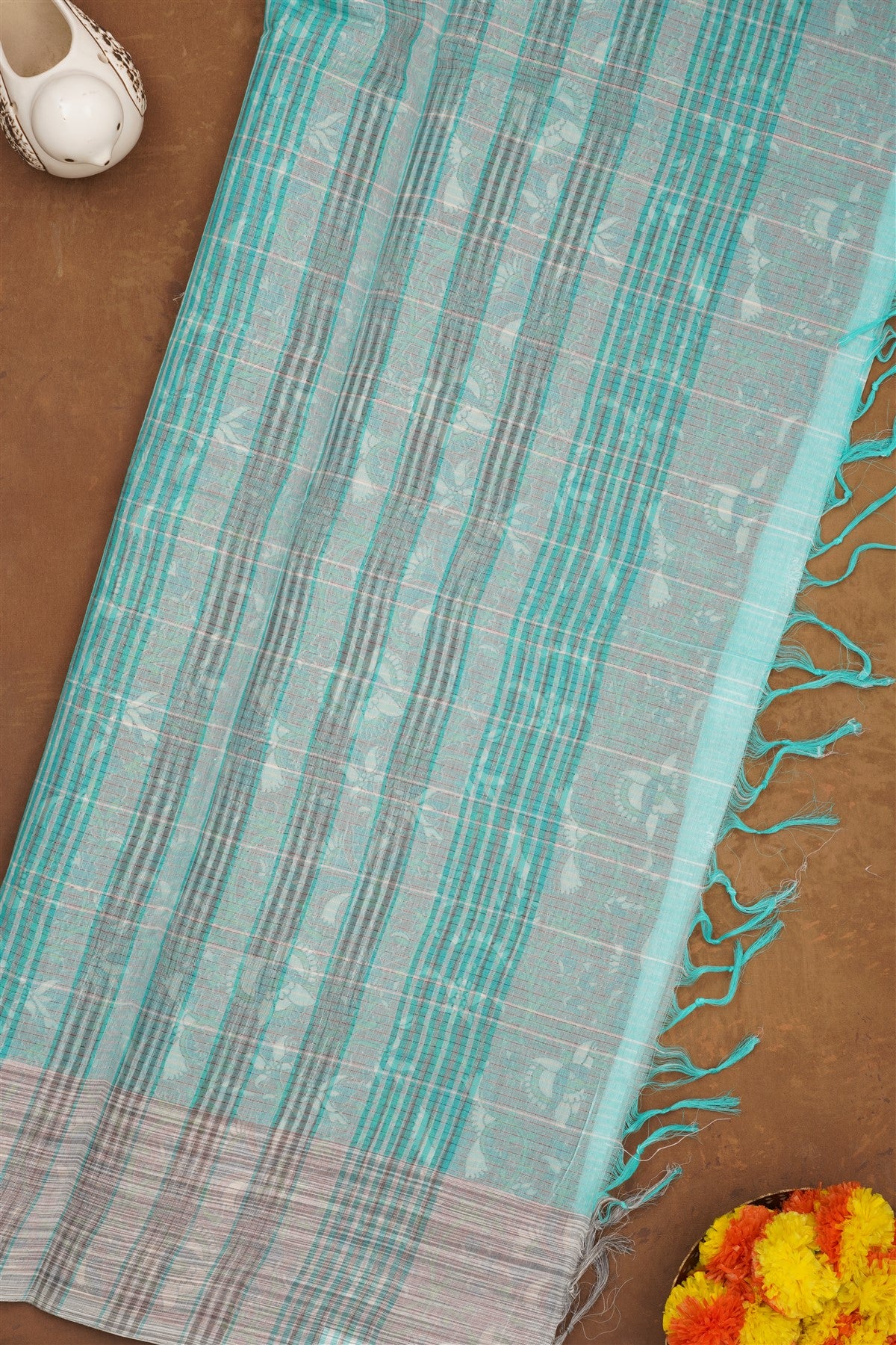 Handloom Cotton Sea Green Saree