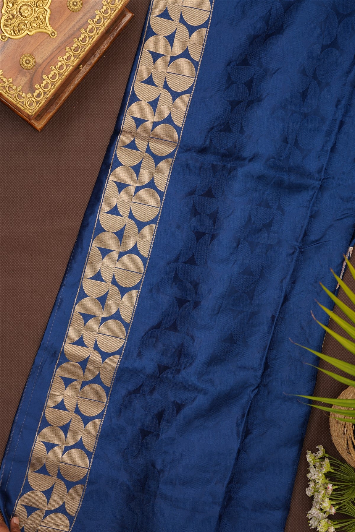 Banarasi Viscose Satin Dark Blue Saree
