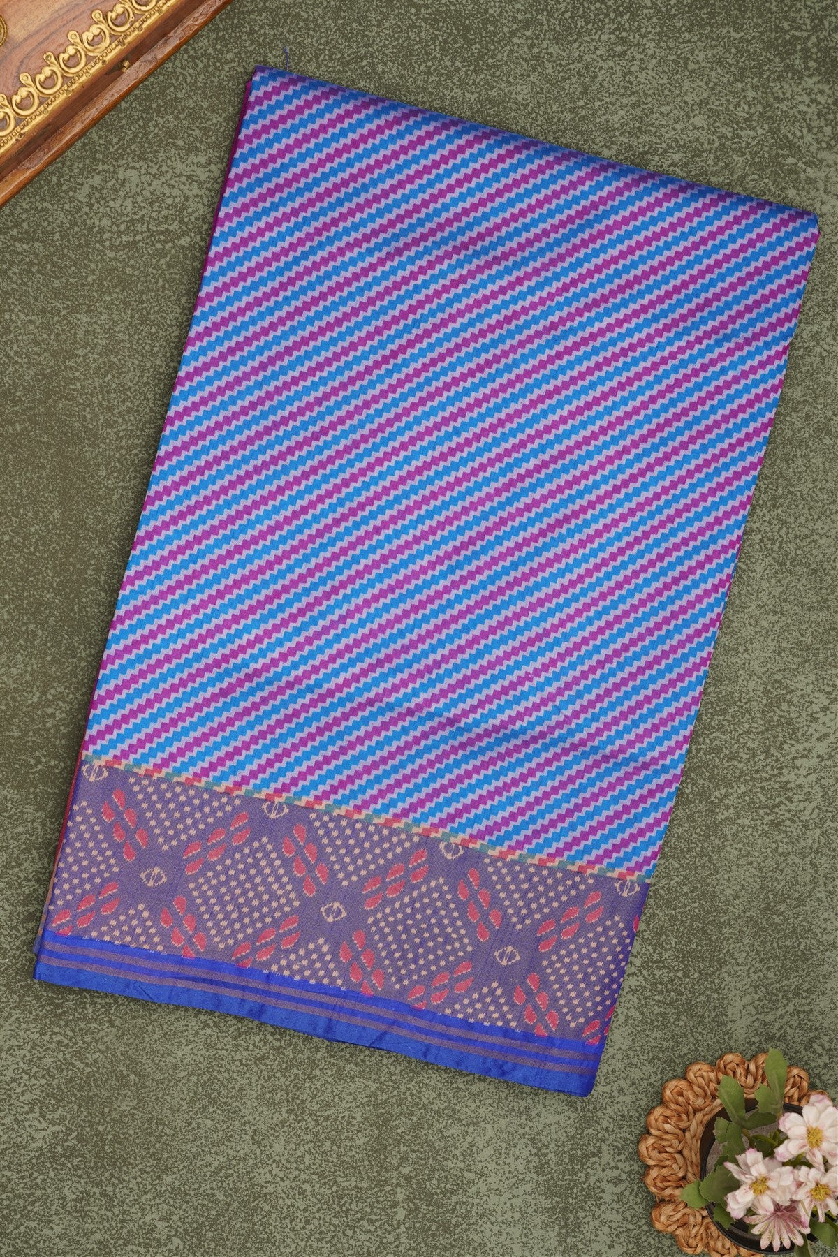 Ikat Silk Mehandi Green Saree