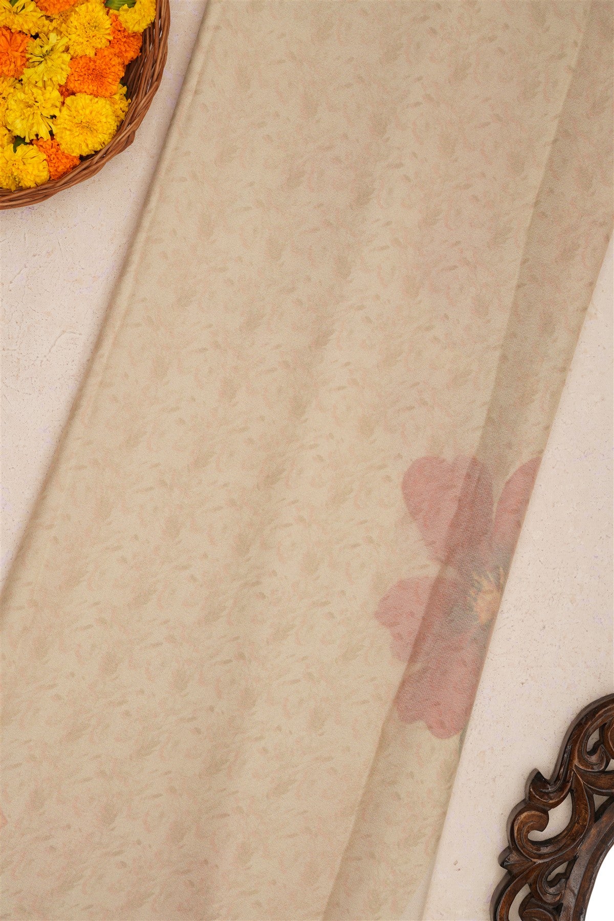 Fancy Chiffon Cream Saree