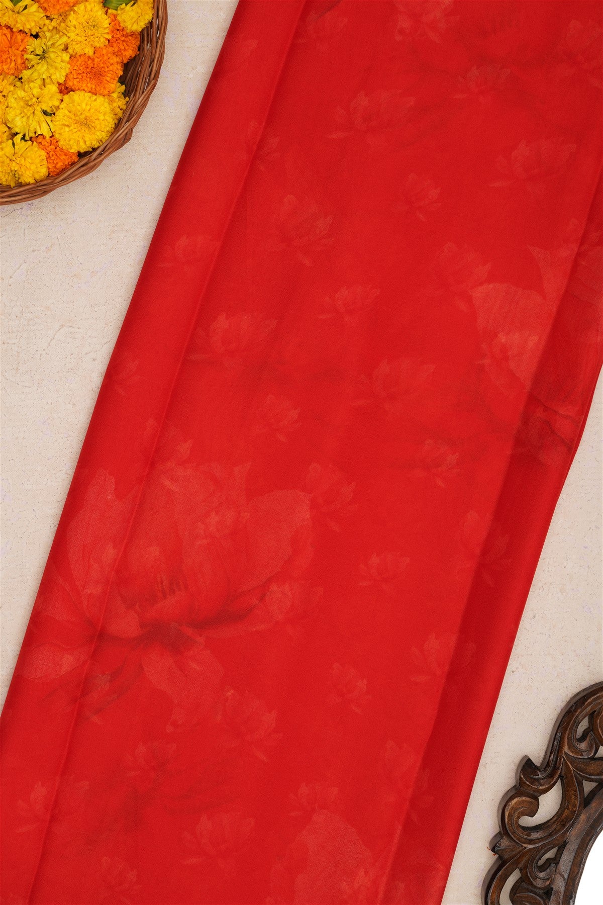 Fancy Chiffon Red Saree