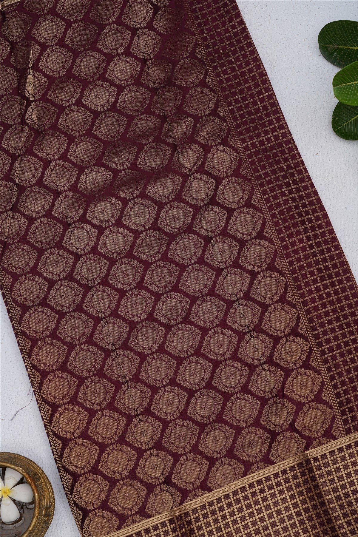 Fancy Crepe Silk Rossy Brown Saree