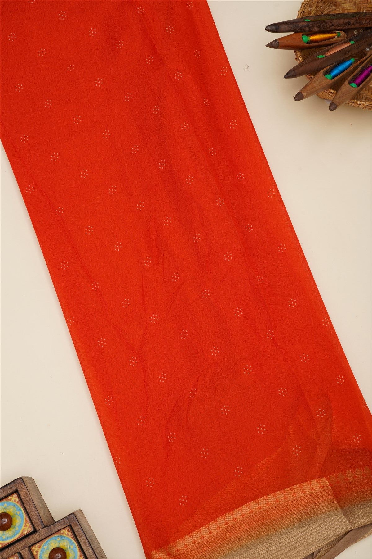 Fancy Georgette Orange  Saree