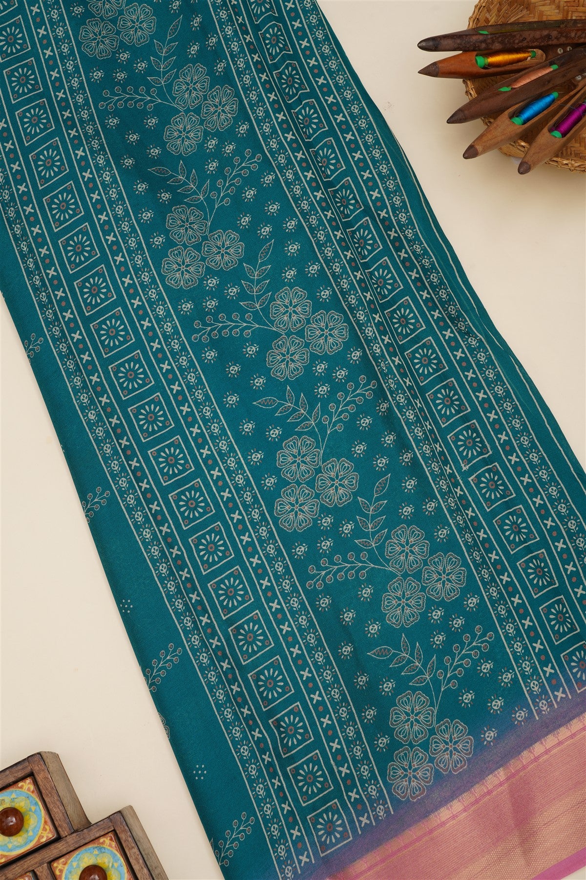 Fancy Georgette Teal  Saree