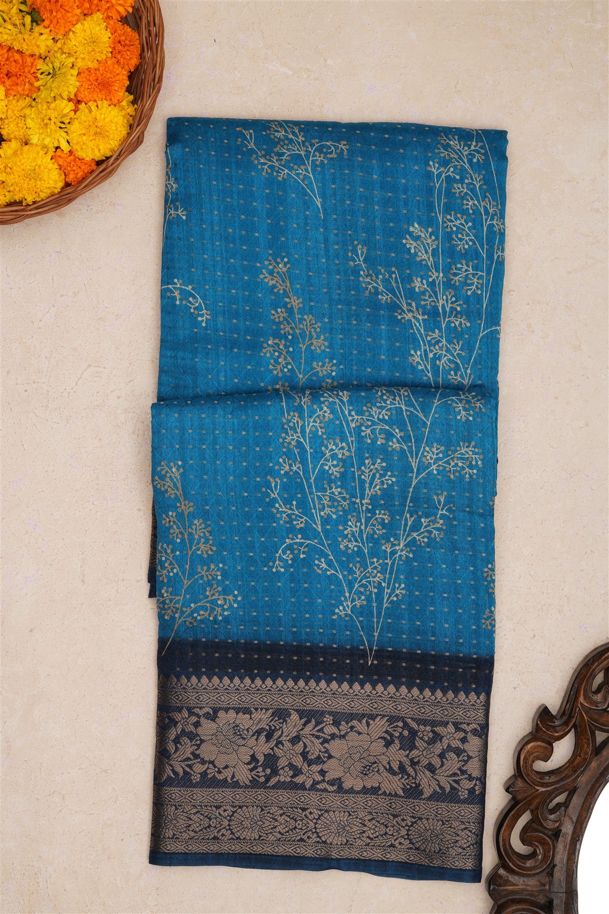 Fancy Crape Blue Saree