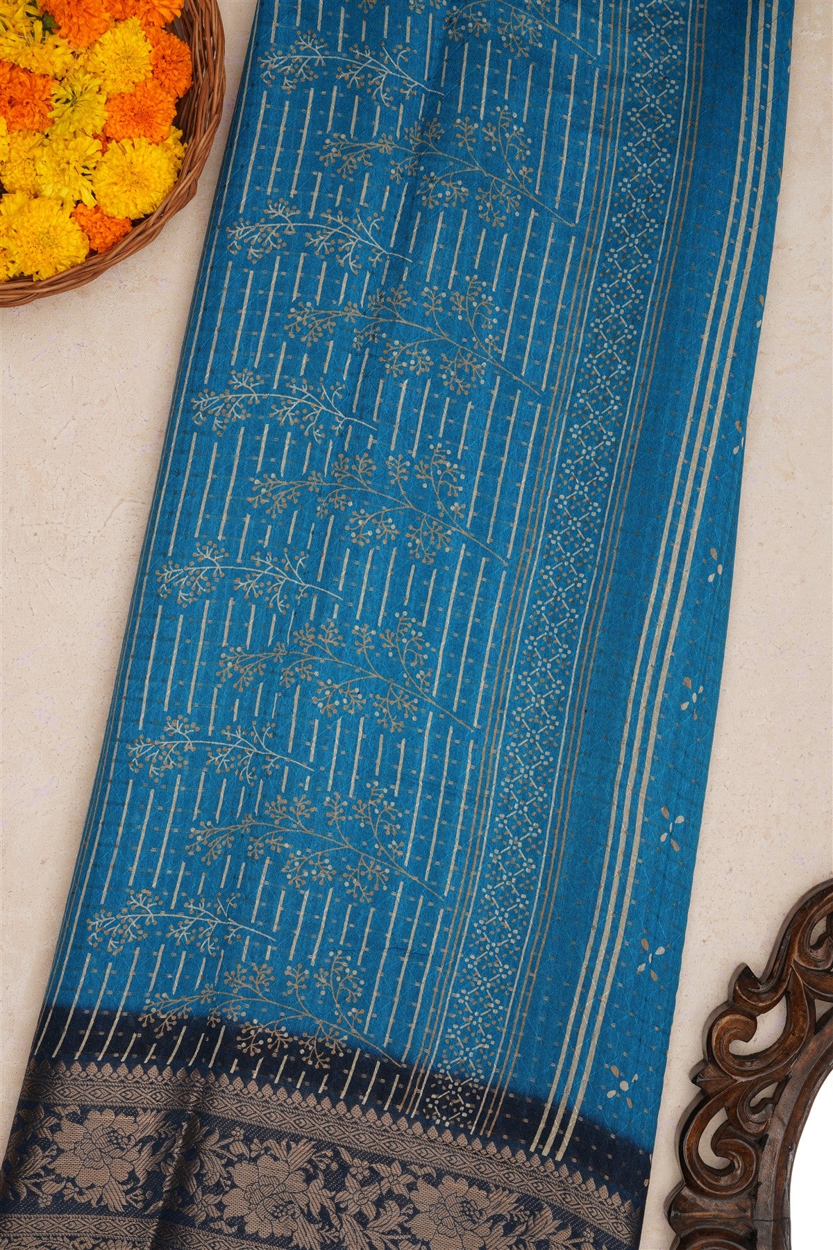 Fancy Crape Blue Saree