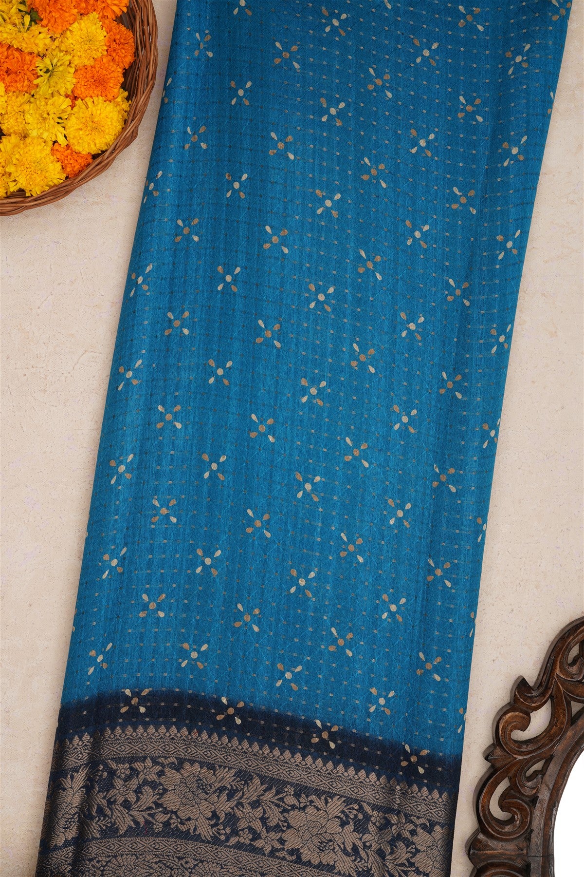 Fancy Crape Blue Saree