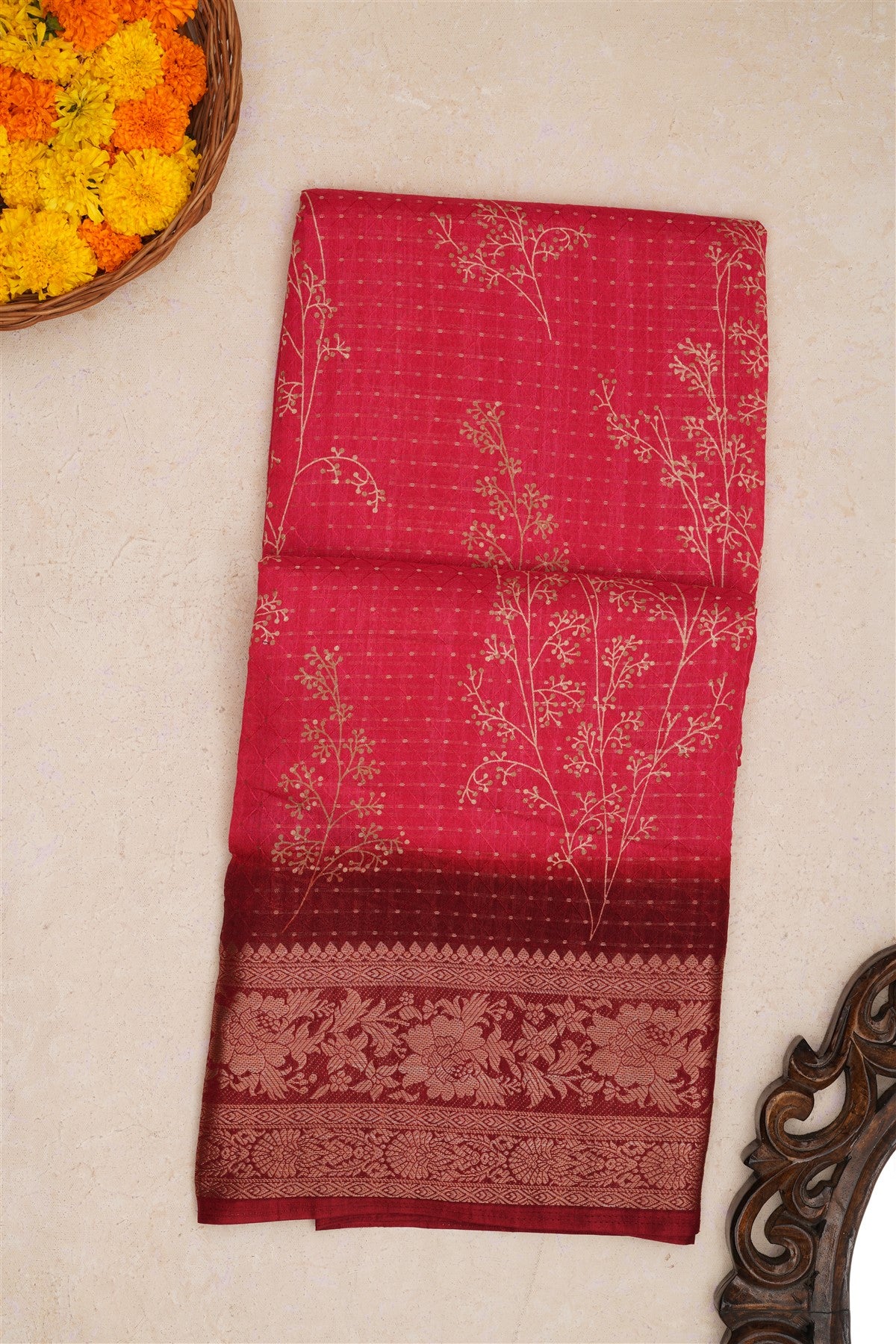 Fancy Crape Pink Saree