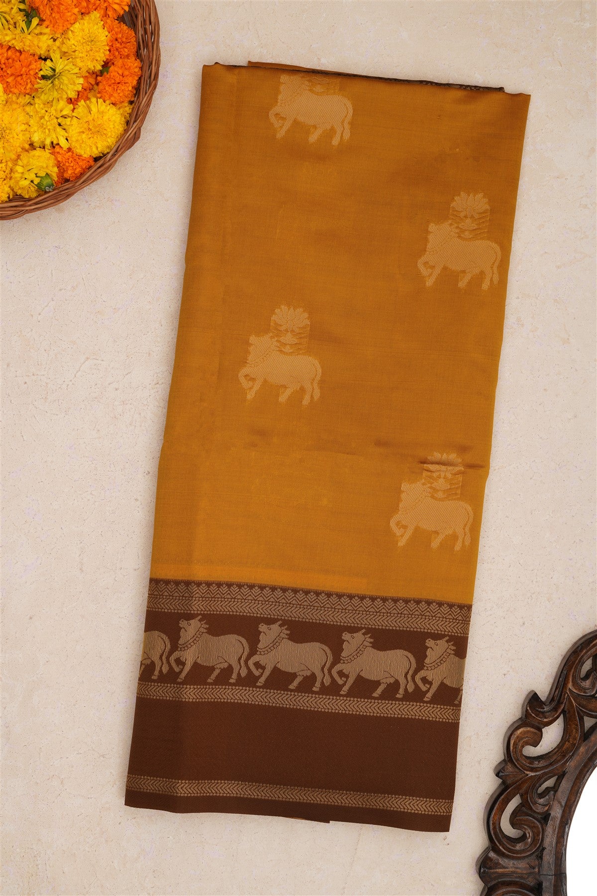 Fancy Silk Dark Mustard Saree