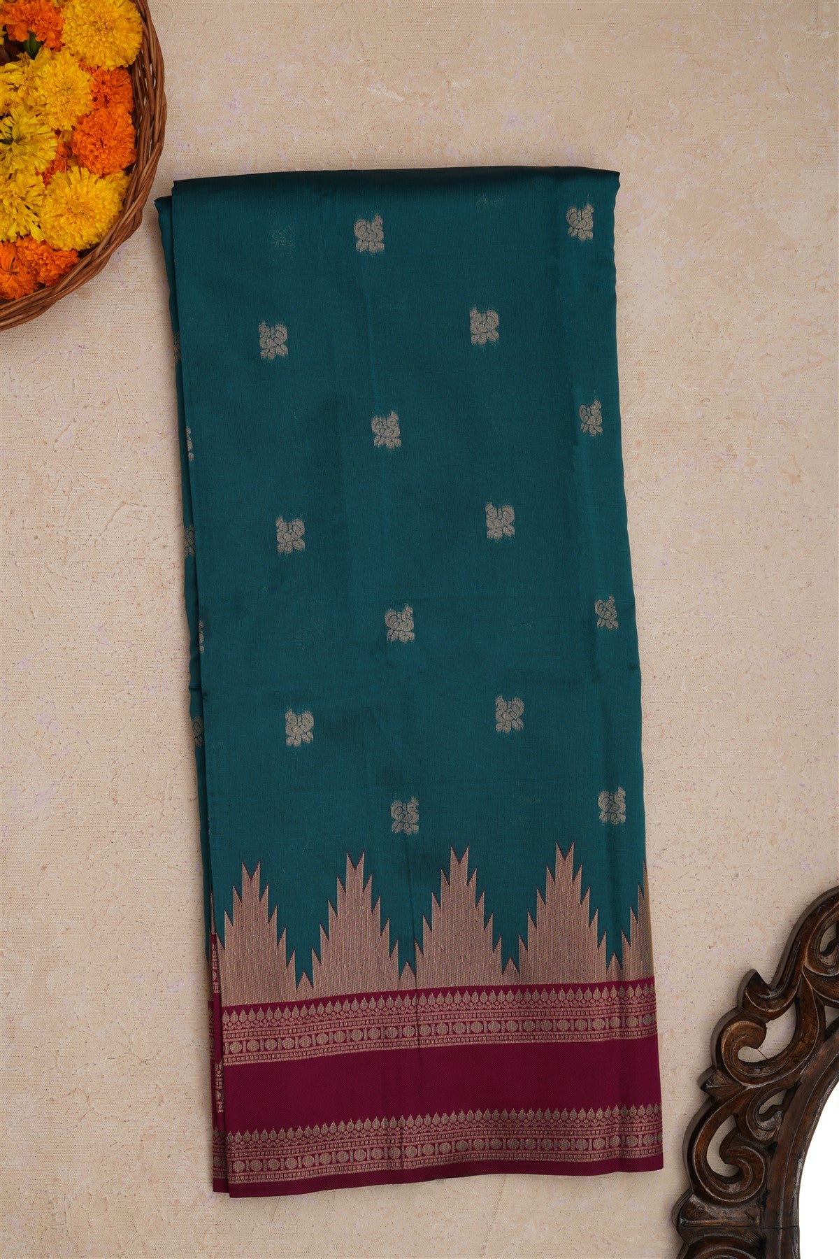 Fancy Silk Teal Saree