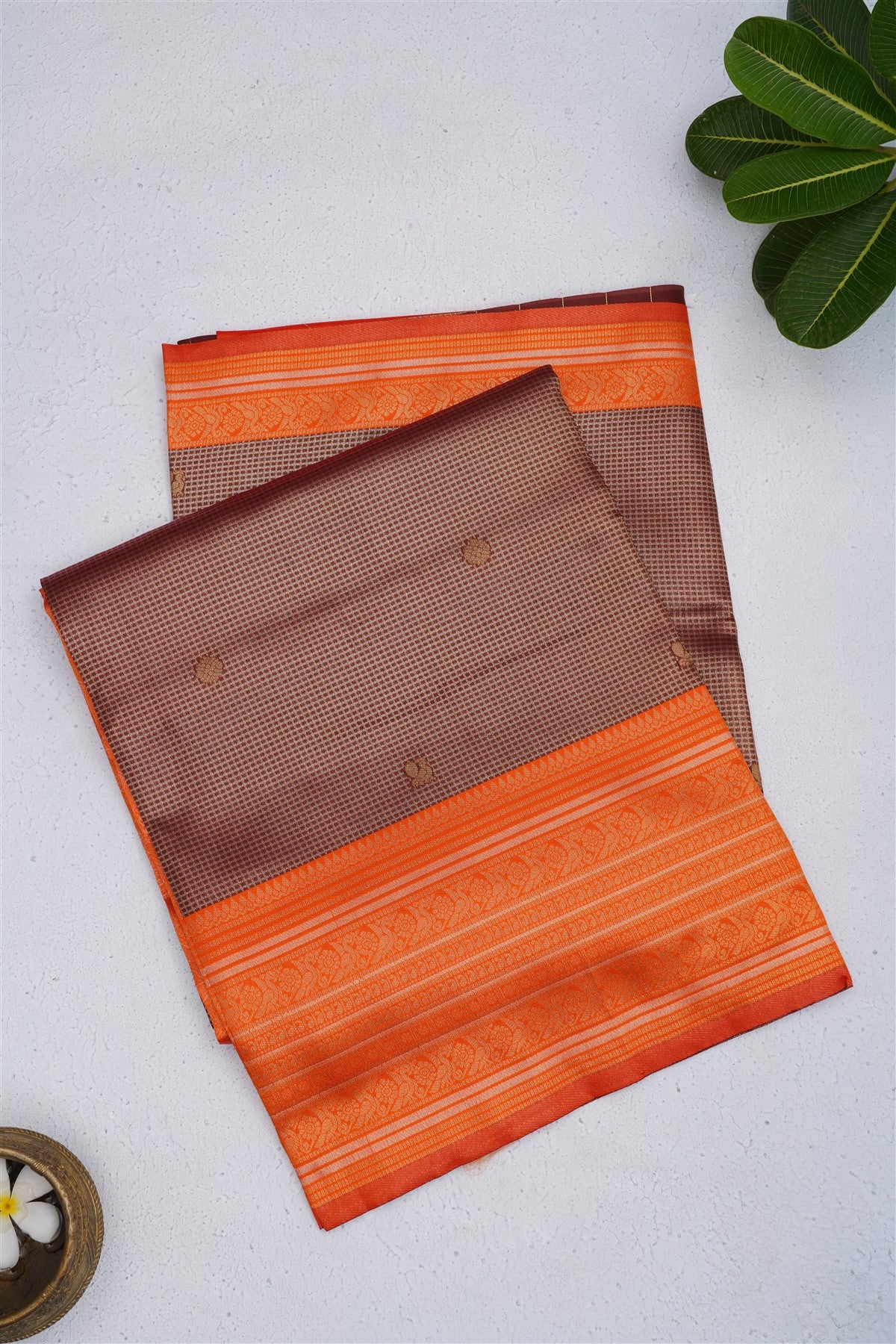 Banarasi Silk Blend Brown Saree
