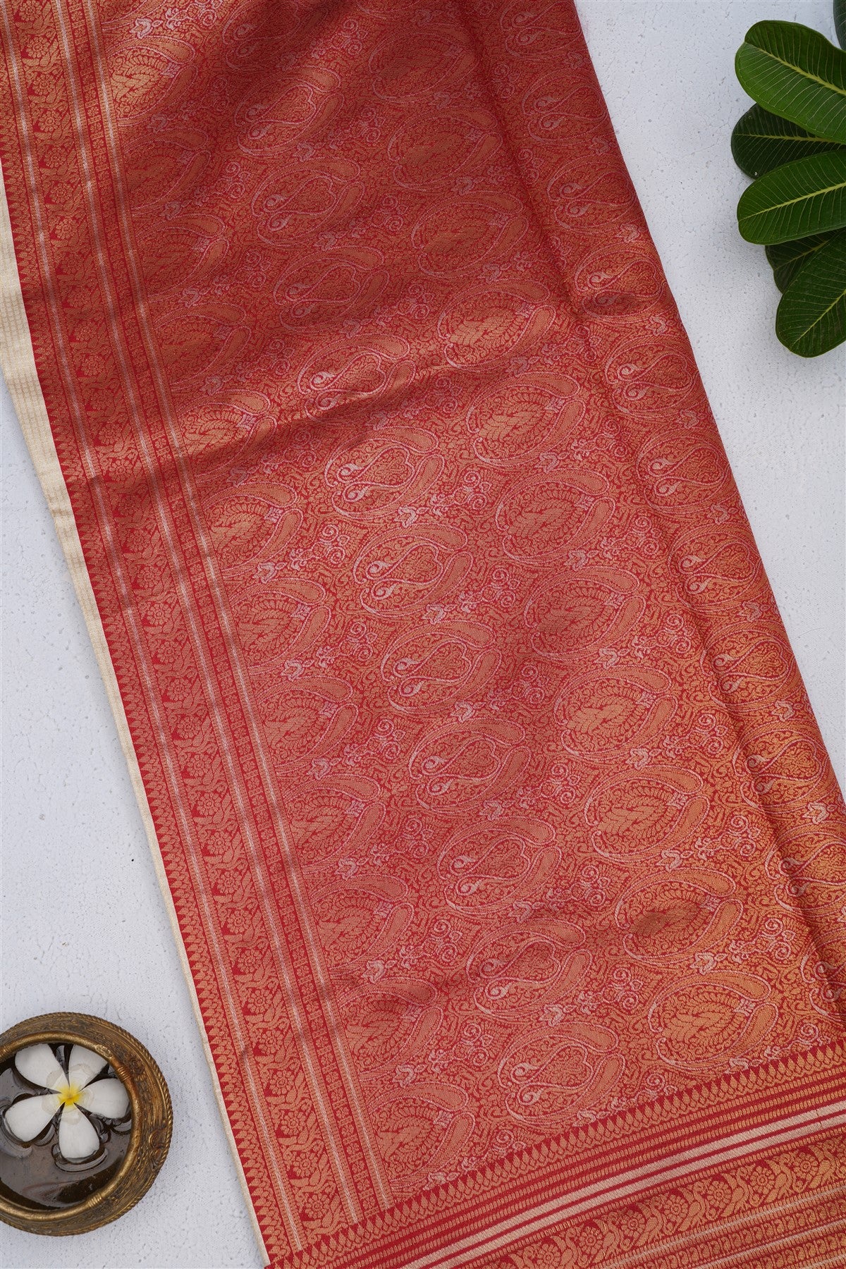 Banarasi Silk Blend Light Cream Saree