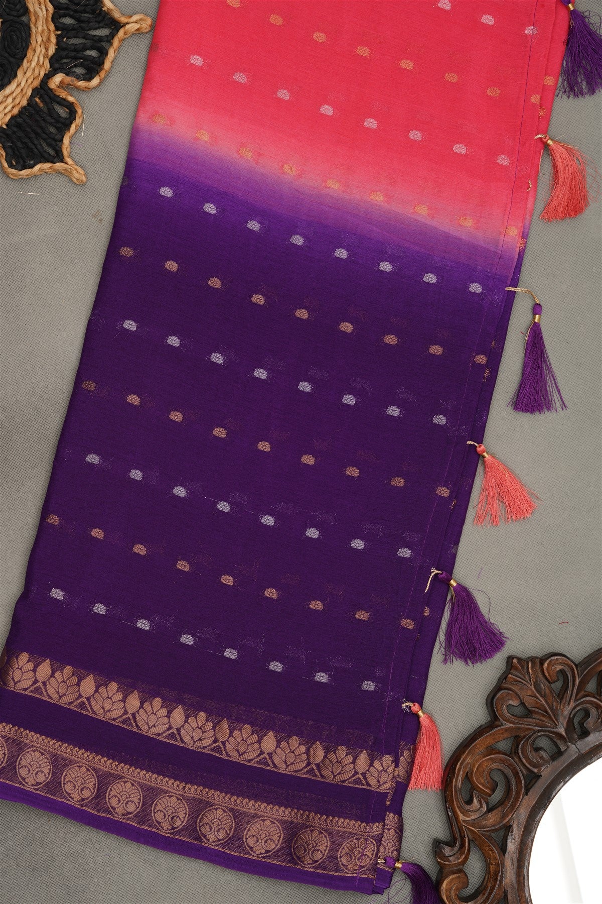 Fancy Chiffon Coral  Saree