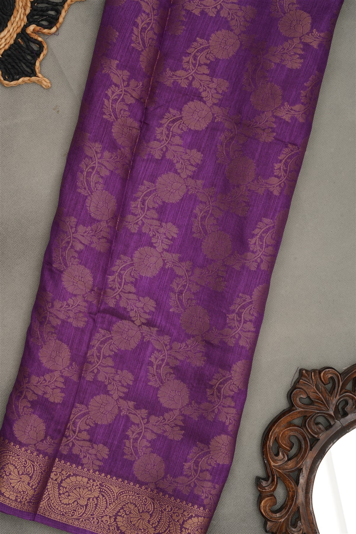 Fancy Silk Blend Violet  Saree