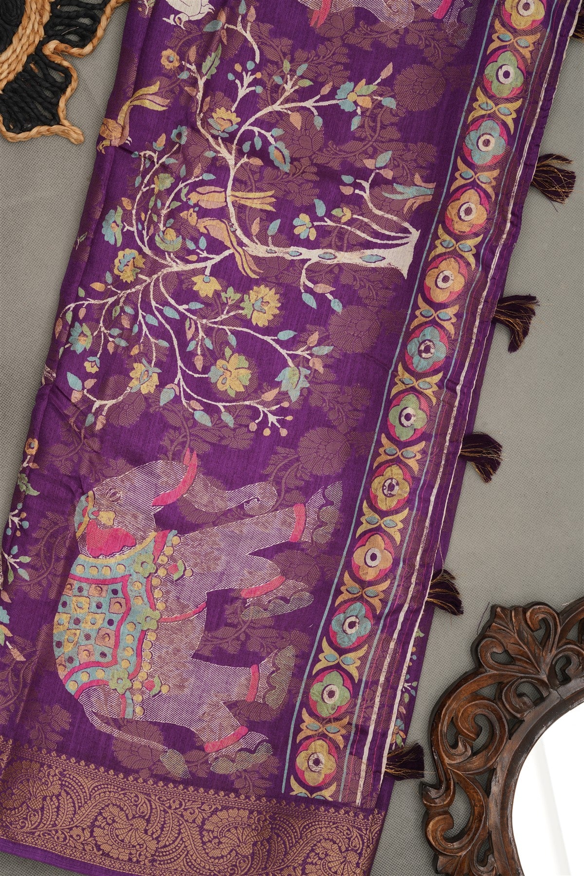 Fancy Silk Blend Violet  Saree