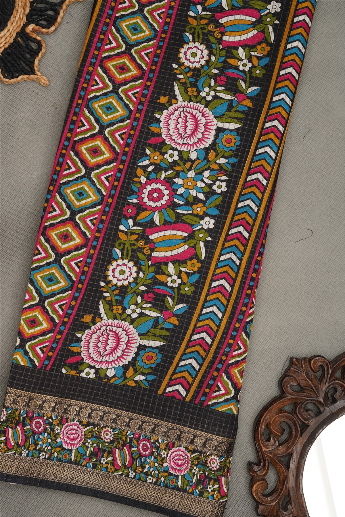 Fancy Silk Blend Black  Saree