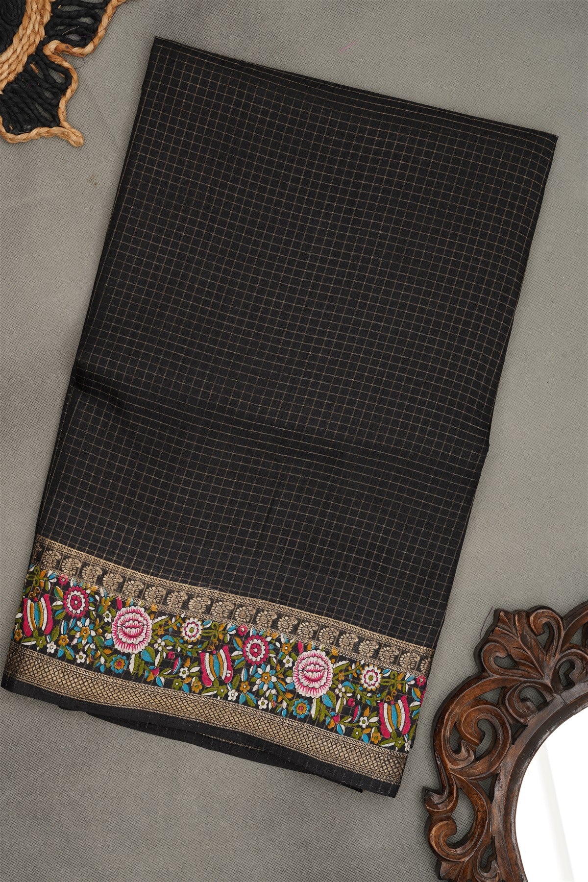 Fancy Silk Blend Black  Saree