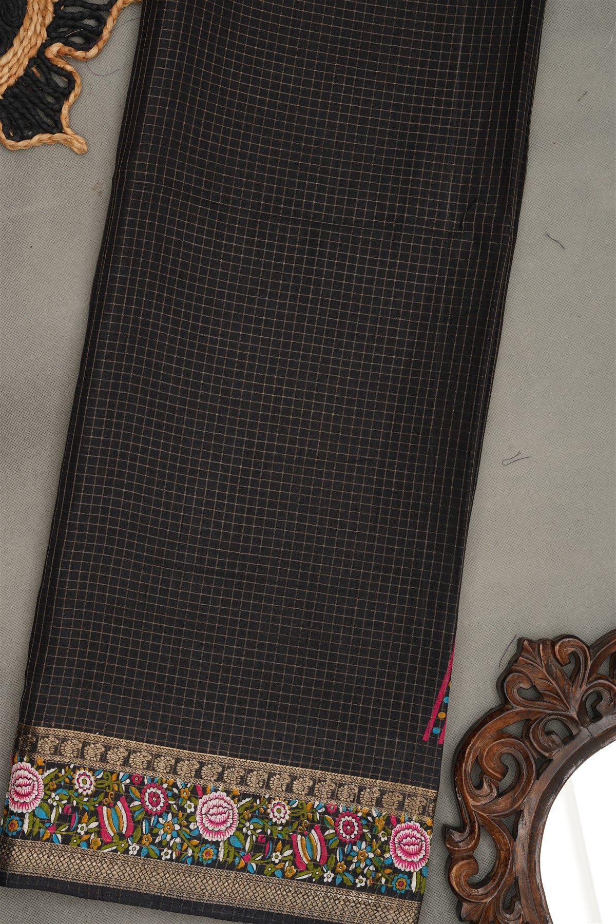 Fancy Silk Blend Black  Saree