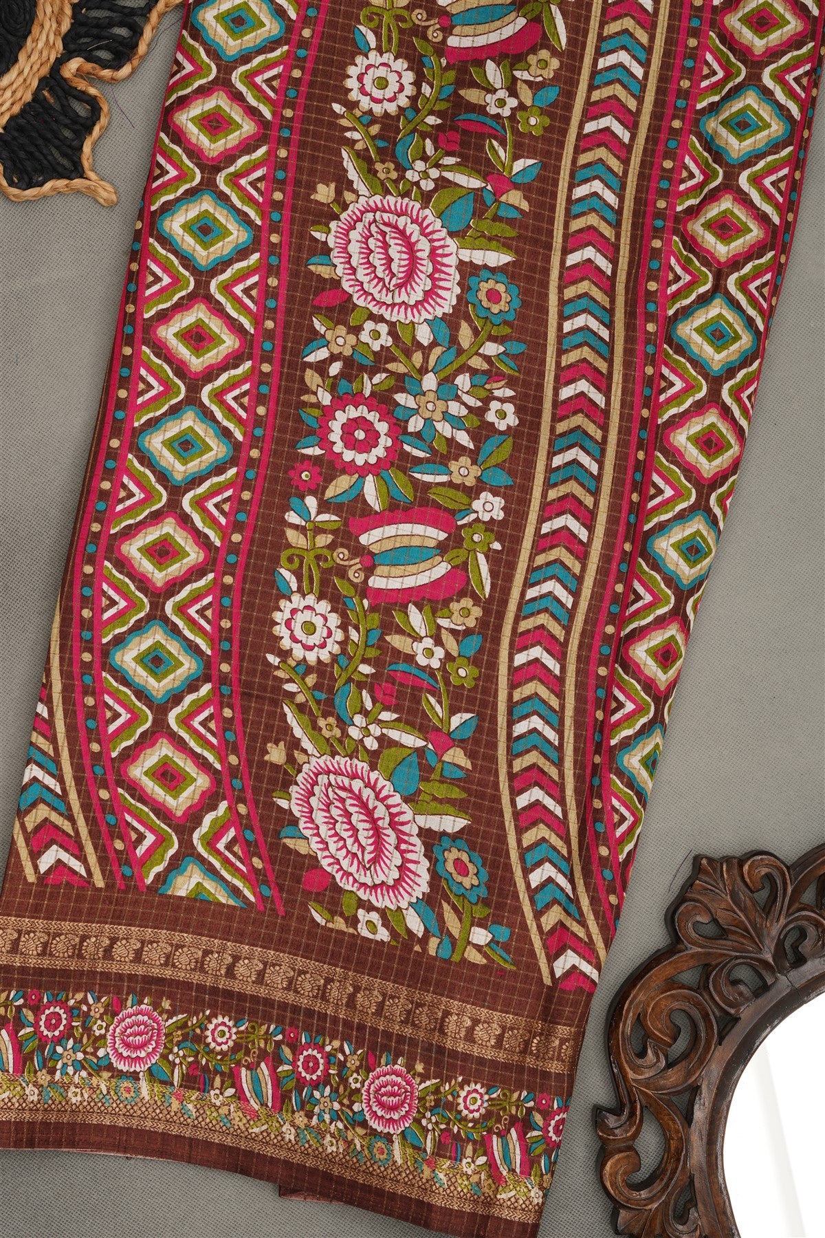 Fancy Silk Blend Dark Orange  Saree