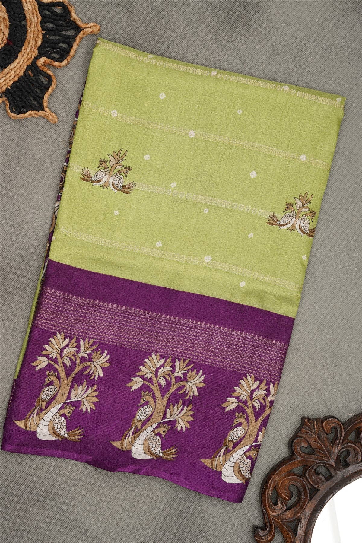 Fancy Silk Blend Light Green  Saree