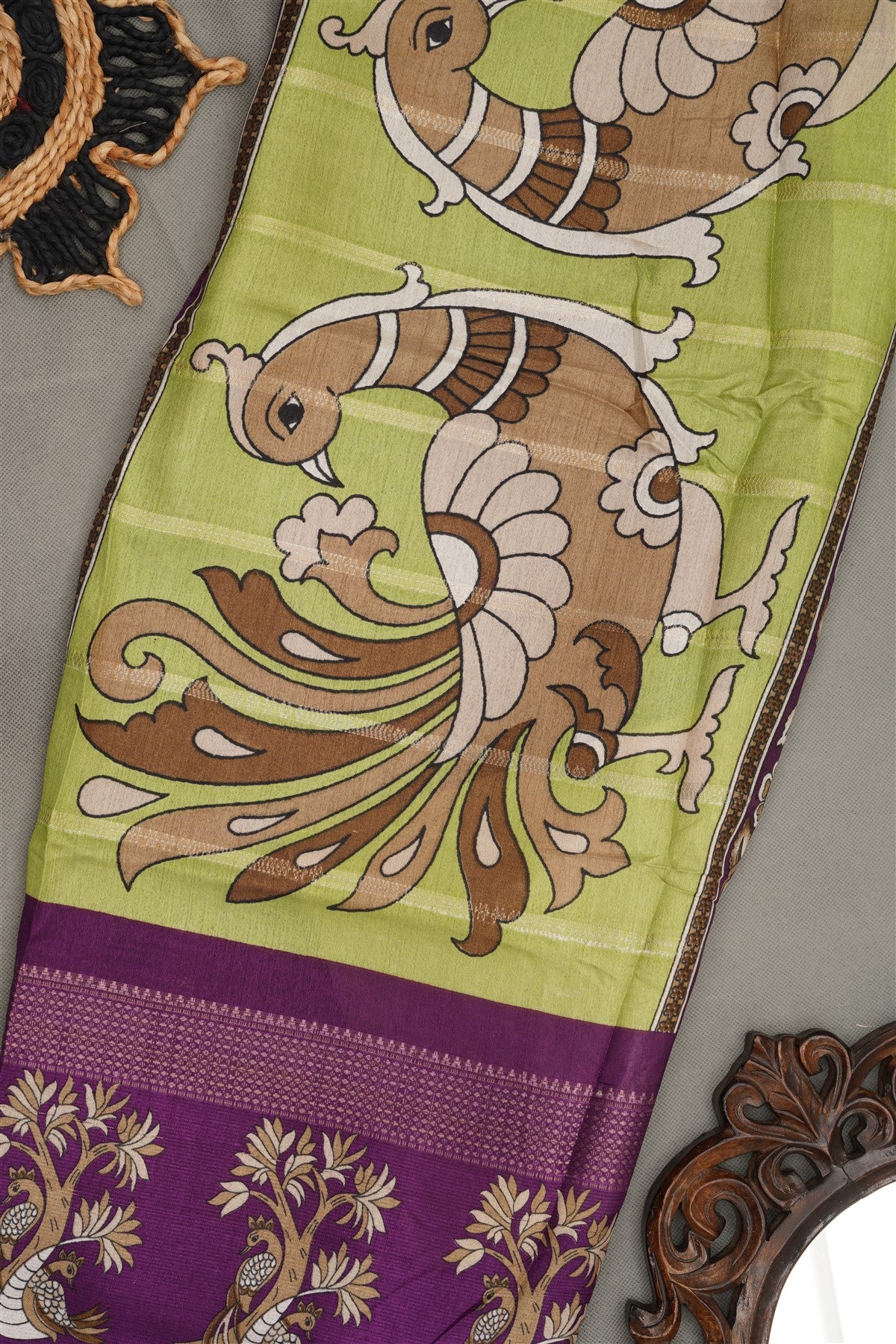 Fancy Silk Blend Light Green  Saree