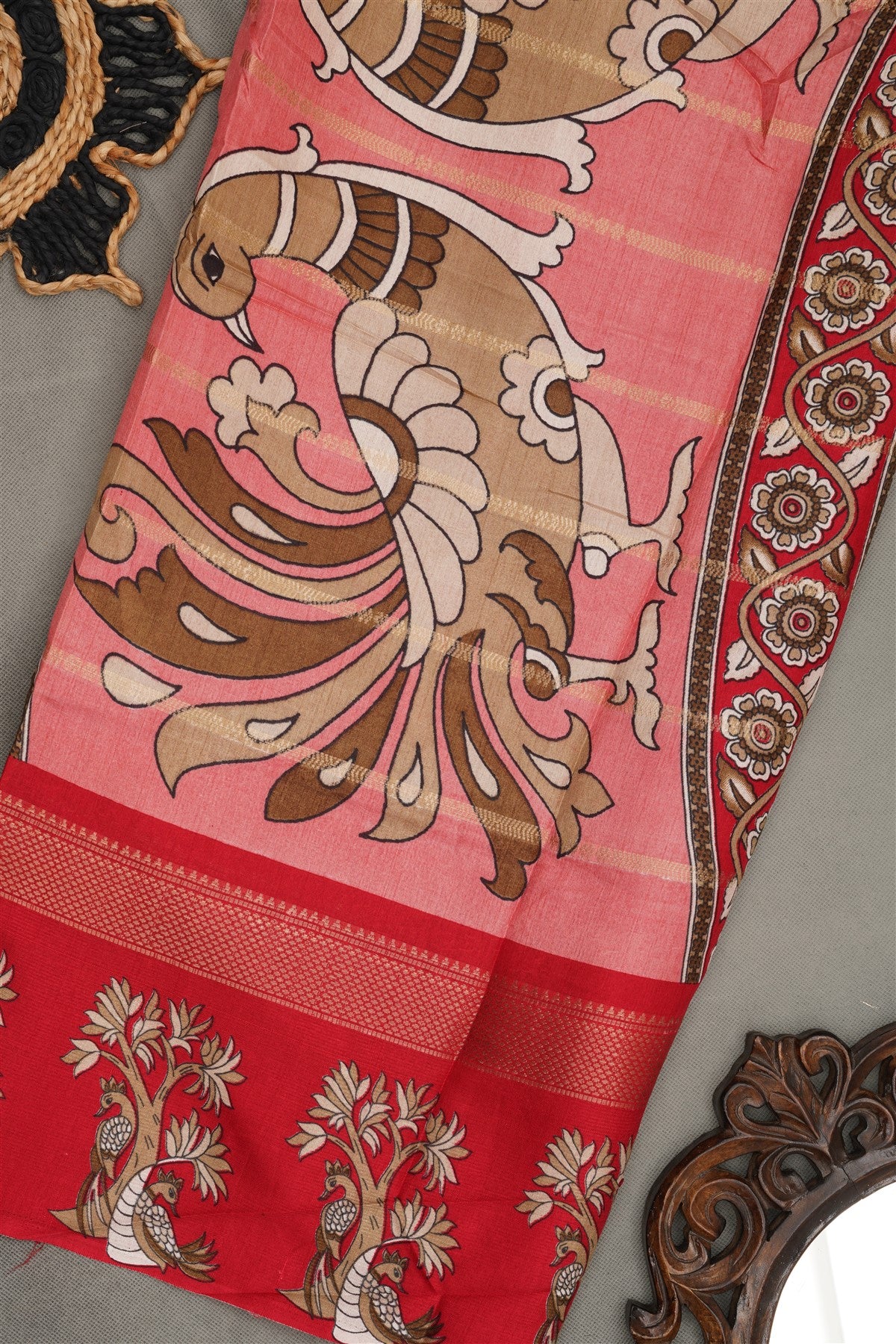 Fancy Silk Blend Peach  Saree