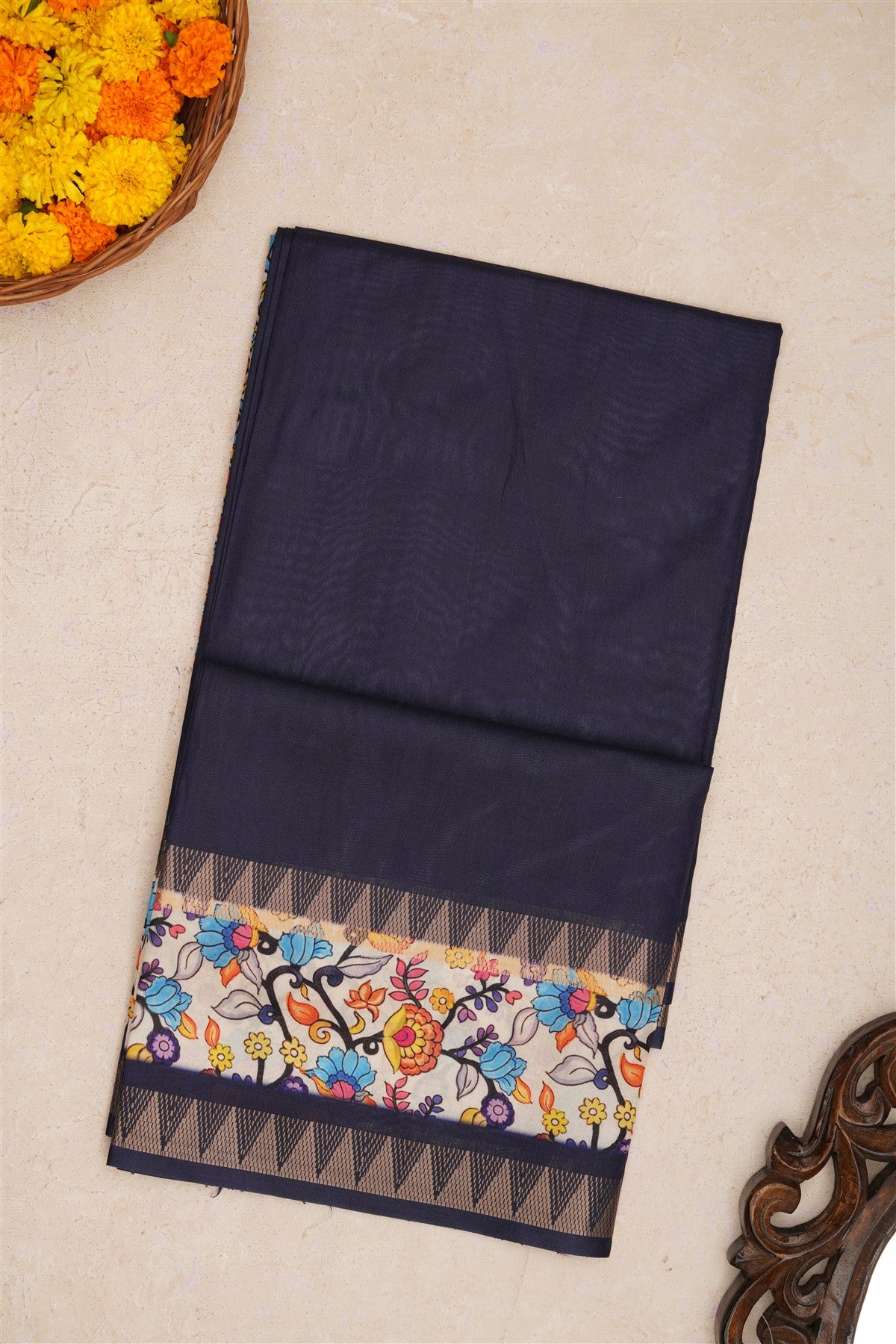 Fancy Silk Navy Blue Saree