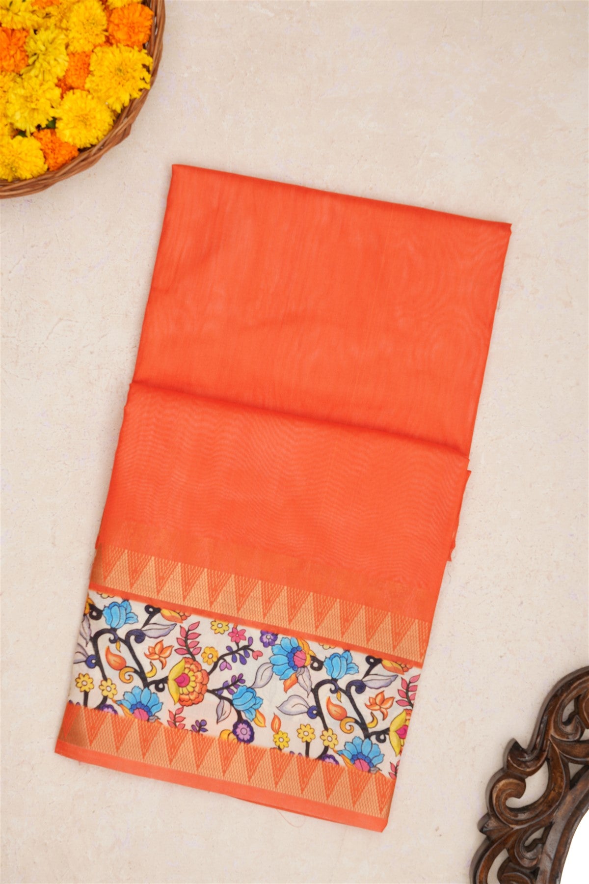 Fancy Silk Orange Saree
