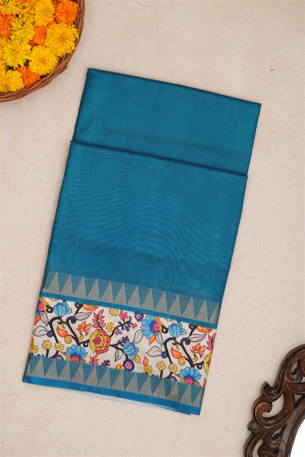 Fancy Silk Teal Saree