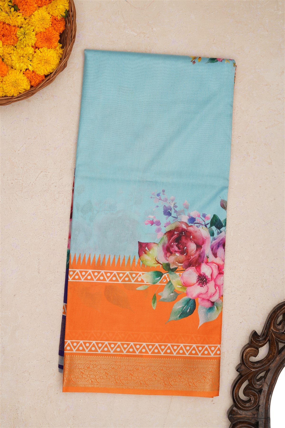 Fancy Silk Sea Blue Saree