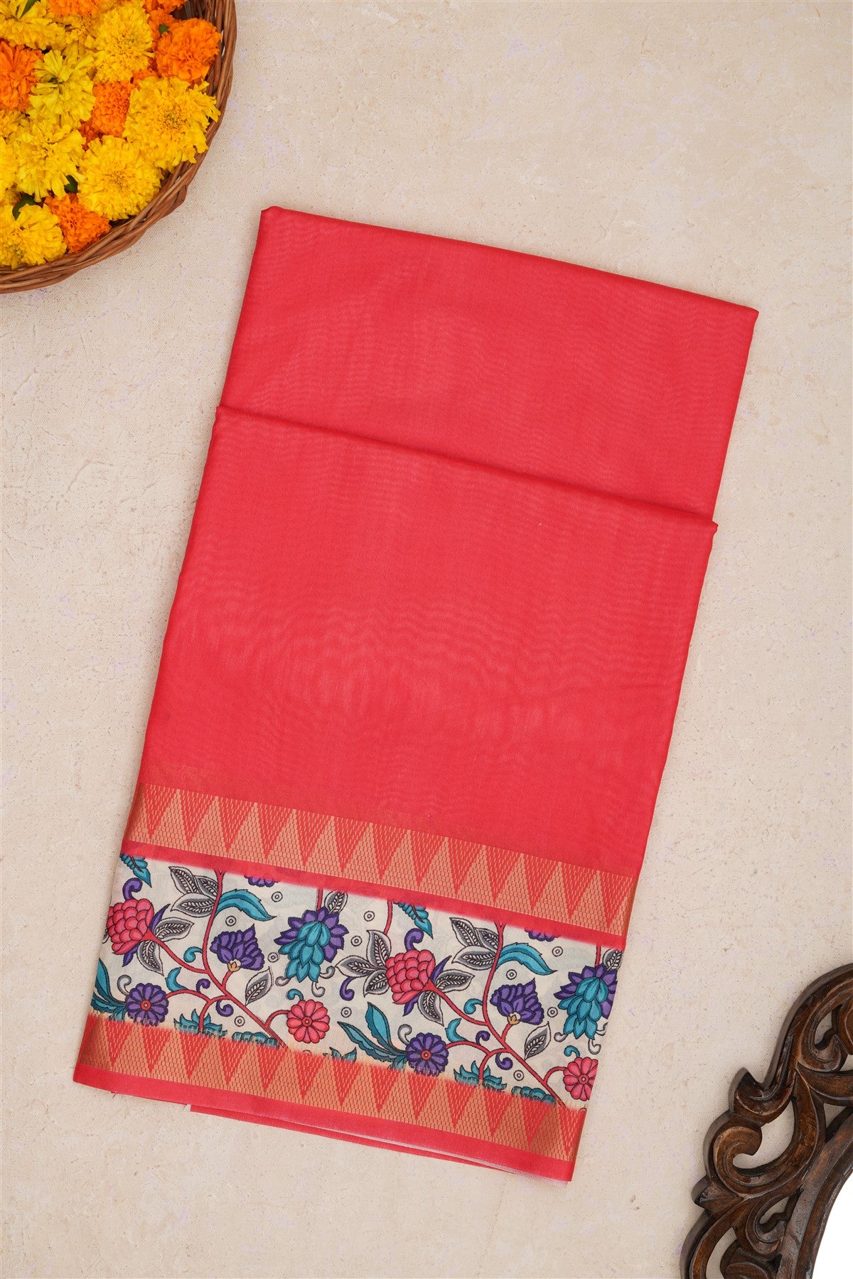 Fancy Silk Coral Saree
